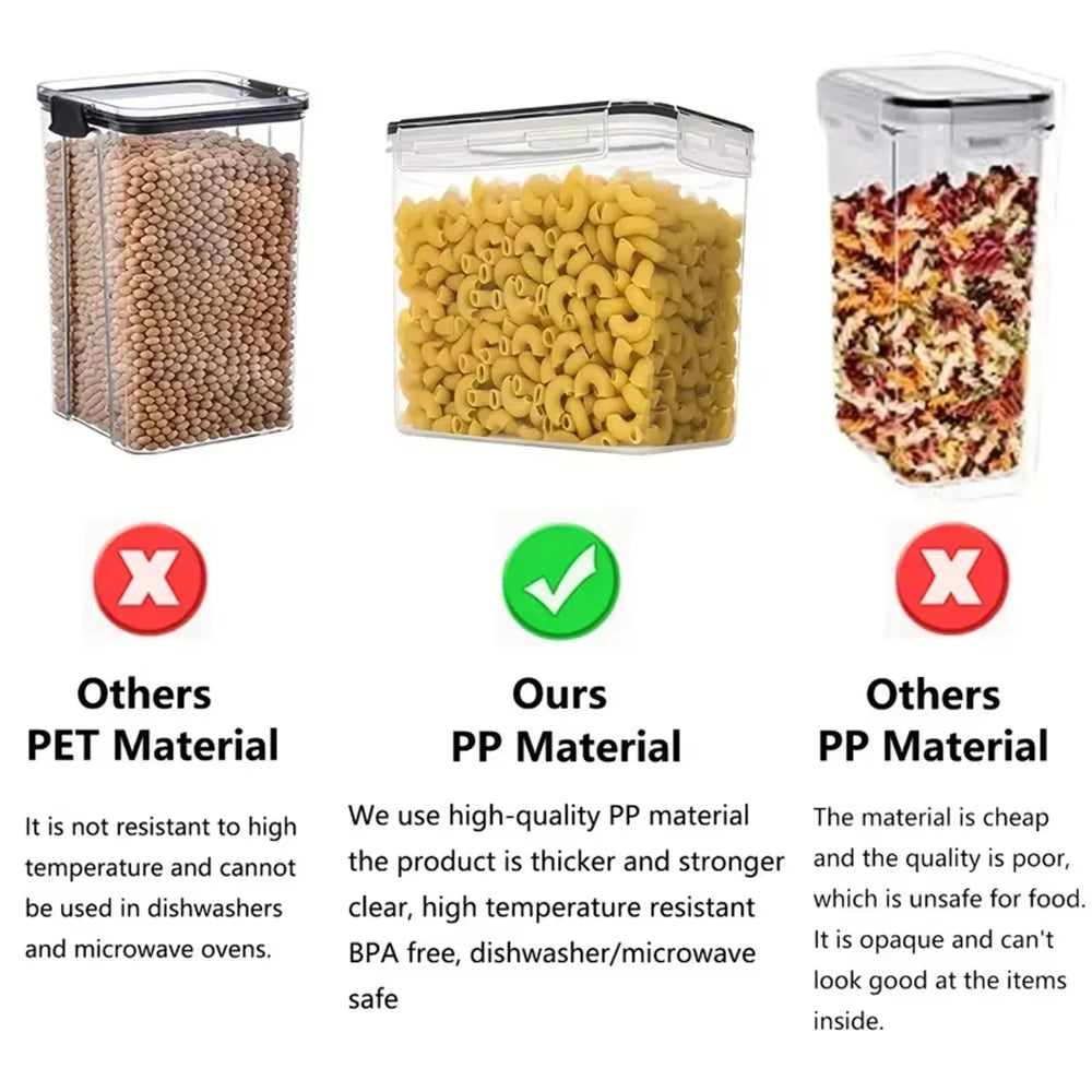 Kitchen 7Pcs Food Containers Set BPA Free Plastic Airtight Storage Box with 10Stickers and Pen