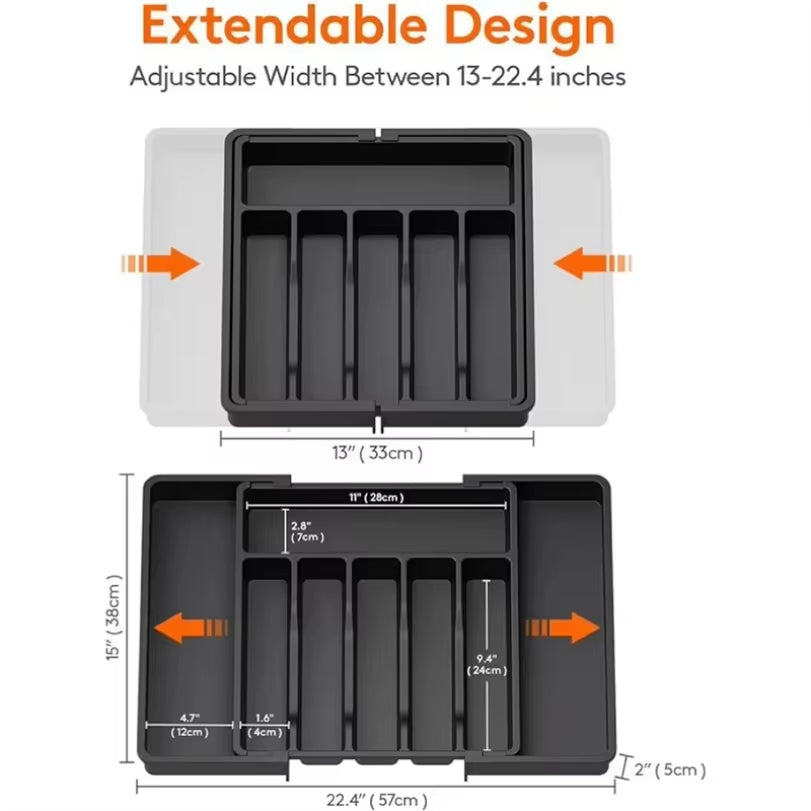 Expandable Utensil Tray Silverware Spoon Organizer Drawer Cover Adjustable Cutlery Tray Drawer Organizer Kitchen