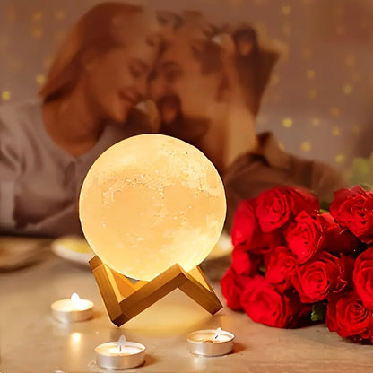Cheng Rong LED Moon Lamp with Stand - Warm Glow, Adjustable Brightness, Battery-Powered, Ideal for Birthday, Halloween